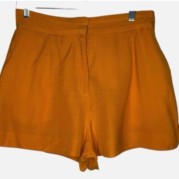Sandro Benjamin Pleated High Rise Shorts Pockets Orange *READ FLAW* - Picture 3 of 8
